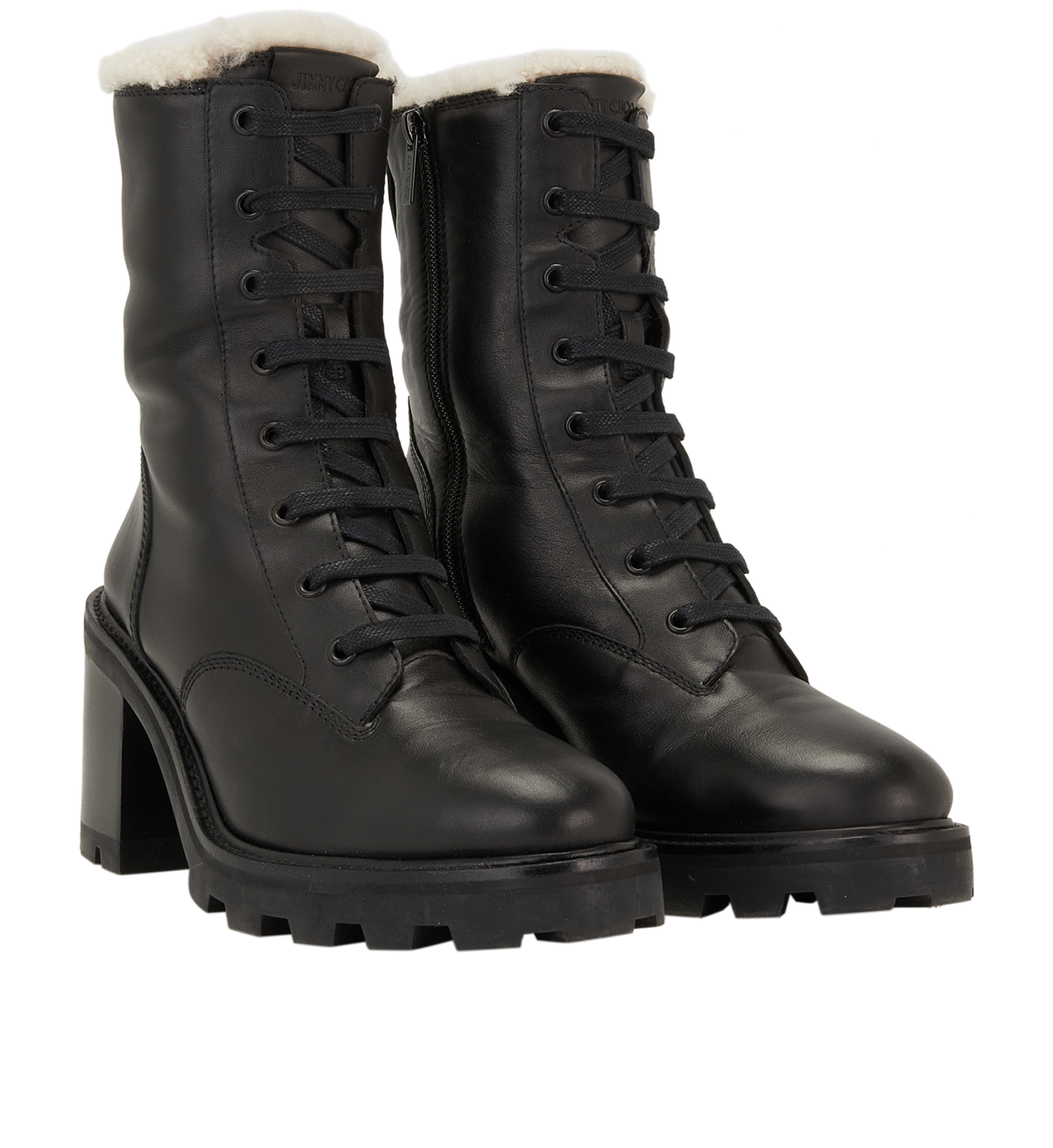 Jimmy Choo Combat 65 Boots, &pound;320, Shoes, Black, Leather/Shearling, Side view