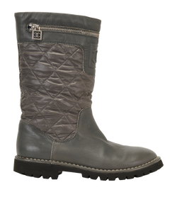Chanel Coco Cocoon Biker Boots, Leather, Grey, UK5, B, 1*