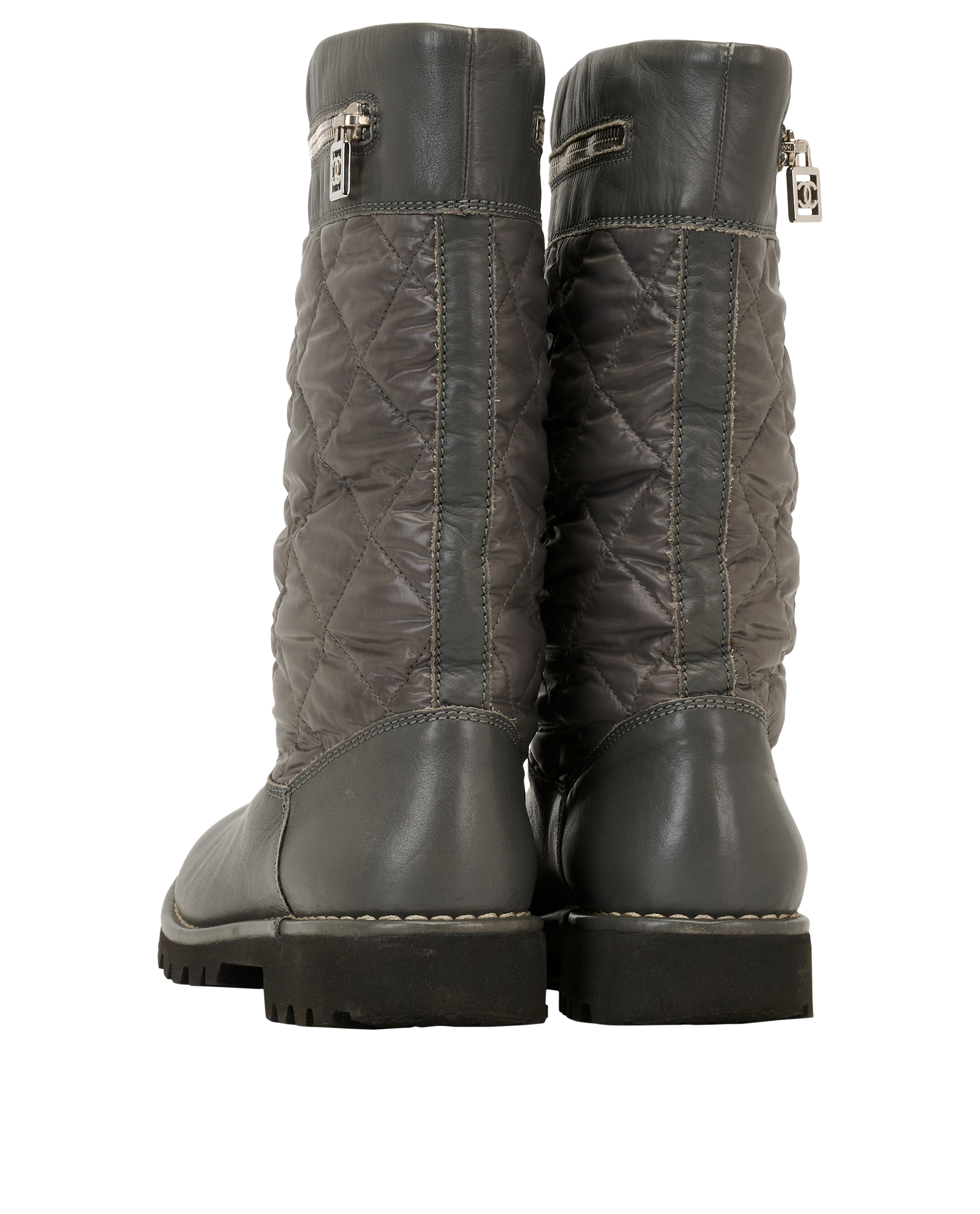 Chanel Coco Cocoon Biker Boots, &pound;450, Shoes, Grey, Leather, Back view