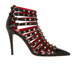 Valentino Alcove Rockstud Booties, Leather, Black, UK5.5, 2*