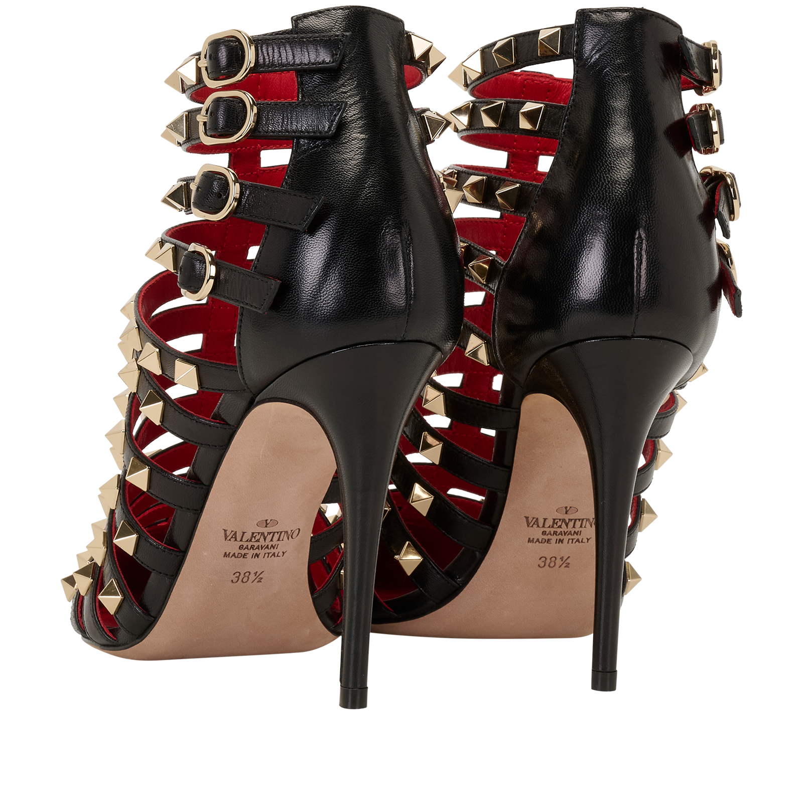 Valentino Alcove Rockstud Booties, &pound;295, Shoes, Black, Leather, Back view