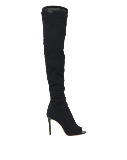 Jimmy Choo Desai 100 Boots, &pound;280, Shoes, Black, Leather/Mesh, Front view