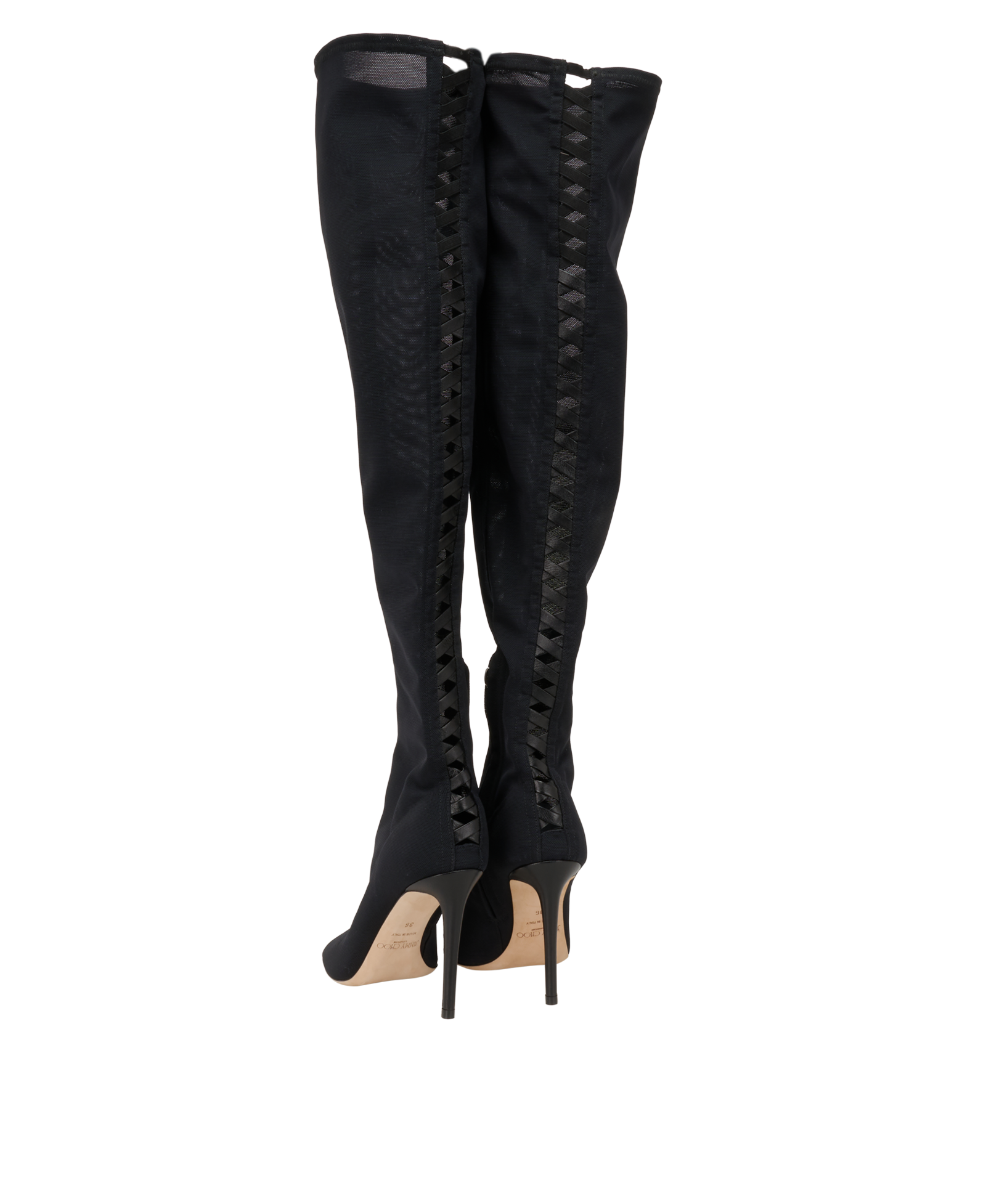 Jimmy Choo Desai 100 Boots, &pound;280, Shoes, Black, Leather/Mesh, Back view