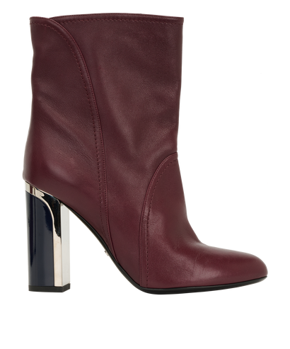 Christian Dior Heeled Boots, &pound;275, Shoes, Burgundy, Leather, Front view