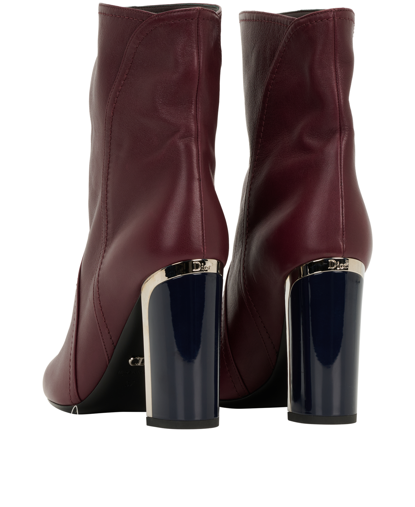 Christian Dior Heeled Boots, &pound;275, Shoes, Burgundy, Leather, Back view