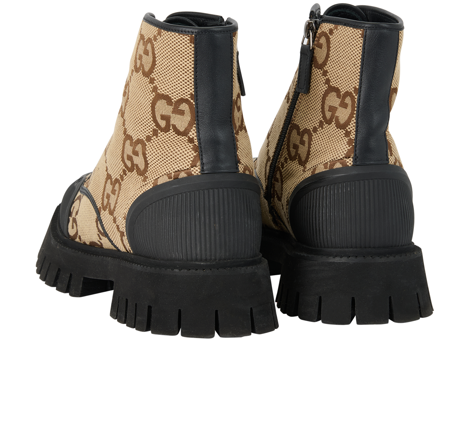 Gucci GG Combat Boots, &pound;395, Shoes, Beige/Black, Canvas, Back view