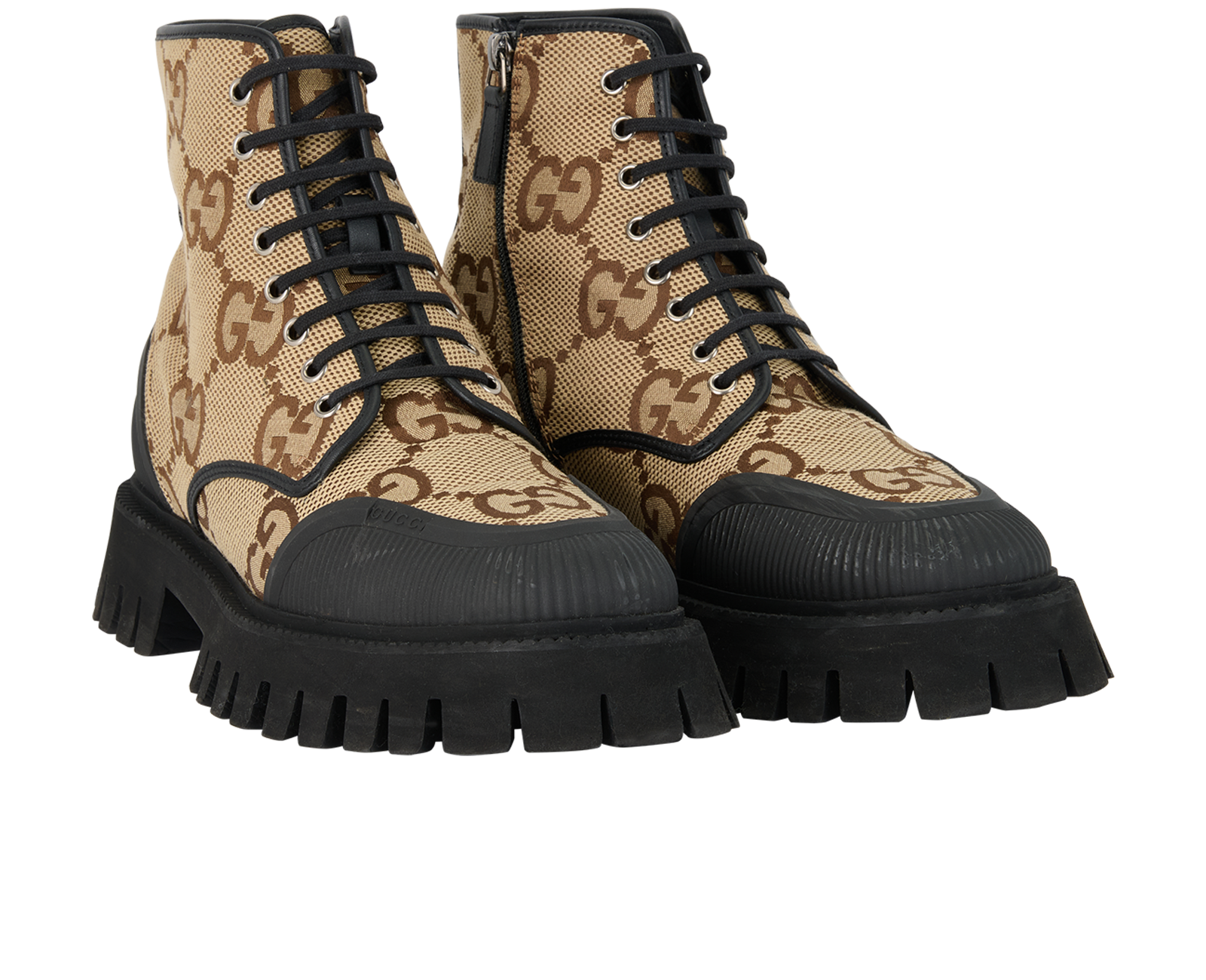 Gucci GG Combat Boots, &pound;395, Shoes, Beige/Black, Canvas, Side view