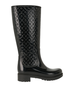 Louis Vuitton Monogram Splash Rainboots, Rubber, Black, UK5, 2*