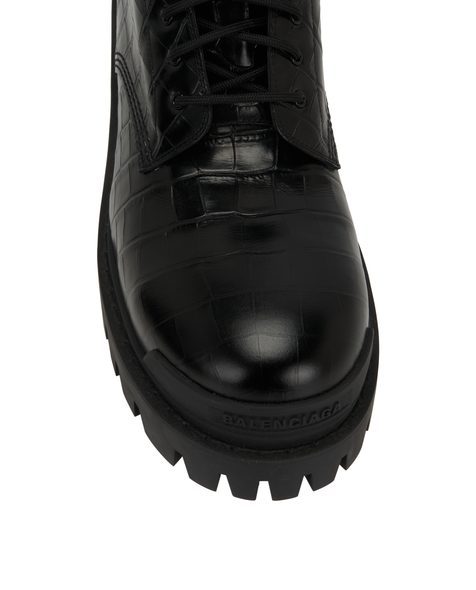 Balenciaga Embossed Strike Lace Up Boots, &pound;295, Shoes, Black, Leather, Other view