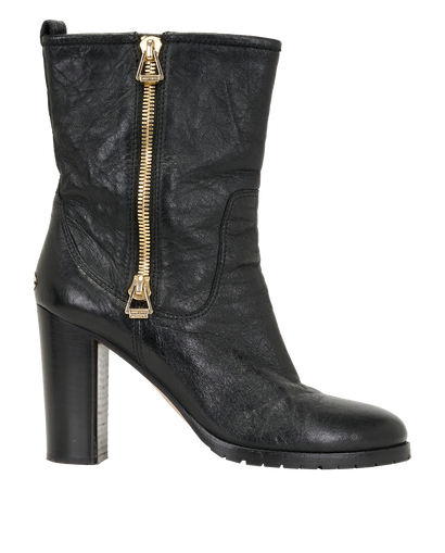 Jimmy Choo 144 Dawson Biker Boots, &pound;195, Shoes, Black, Leather, Front view