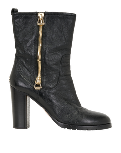 Jimmy Choo 144 Dawson Biker Boots, Leather, Black, UK8, B, 1*