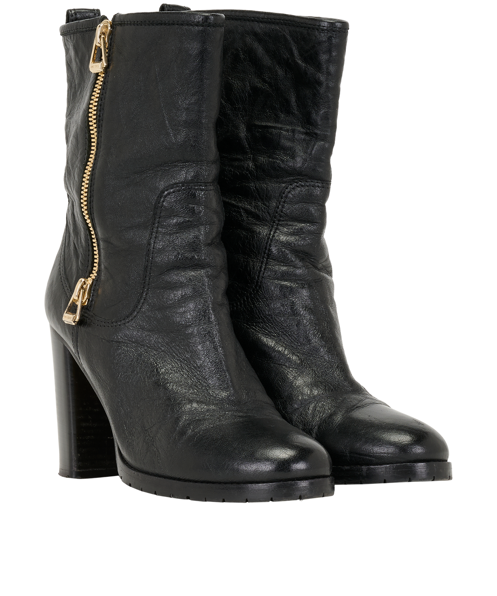 Jimmy Choo 144 Dawson Biker Boots, &pound;195, Shoes, Black, Leather, Side view