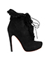 Alaia Black Suede Ruffle Boots, front view