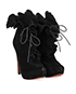 Alaia Black Suede Ruffle Boots, side view