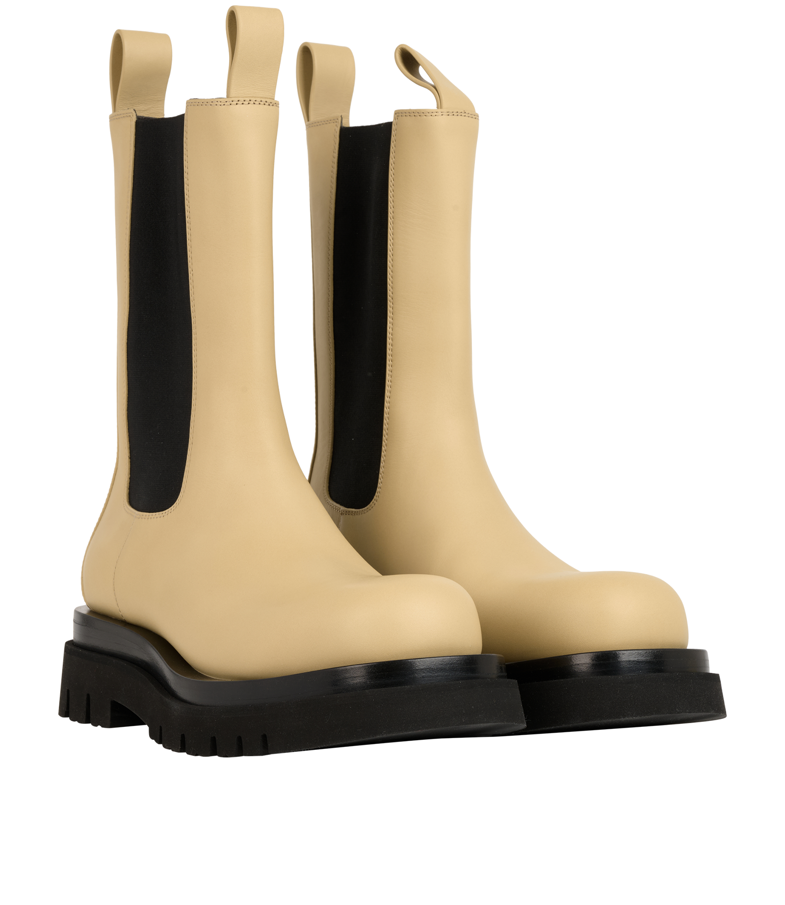 Bottega Veneta Lug Boots, &pound;250, Shoes, Beige/Black, Leather, Side view