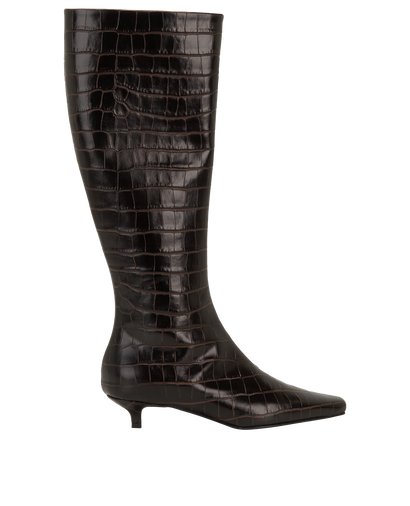 Toteme Croc Embossed Boots, &pound;375, Shoes, Brown, Croc Embossed/Leather, Front view