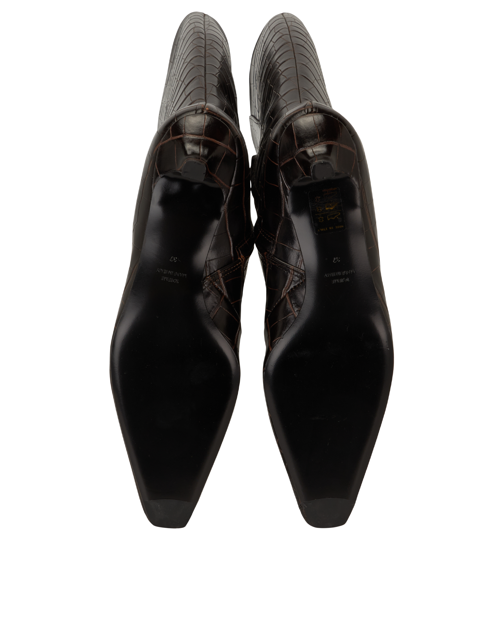 Toteme Croc Embossed Boots, &pound;375, Shoes, Brown, Croc Embossed/Leather, Top view