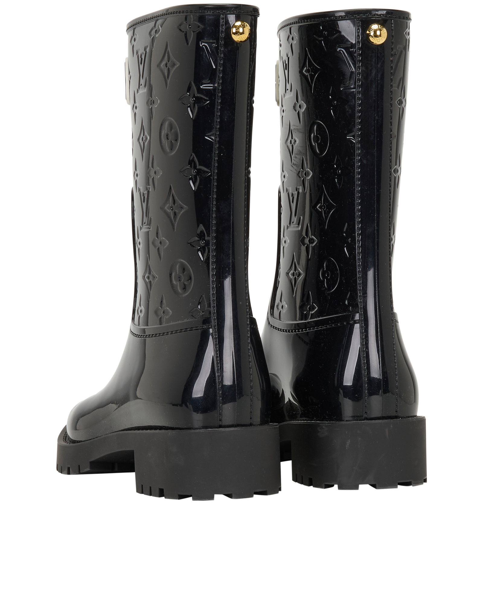 Louis Vuitton Drop Flat Half Rain Boots, &pound;275, Shoes, Black, Back view