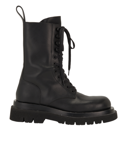 Bottega Veneta Lug Lace-Up Boots, &pound;180, Shoes, Black, Leather, Front view