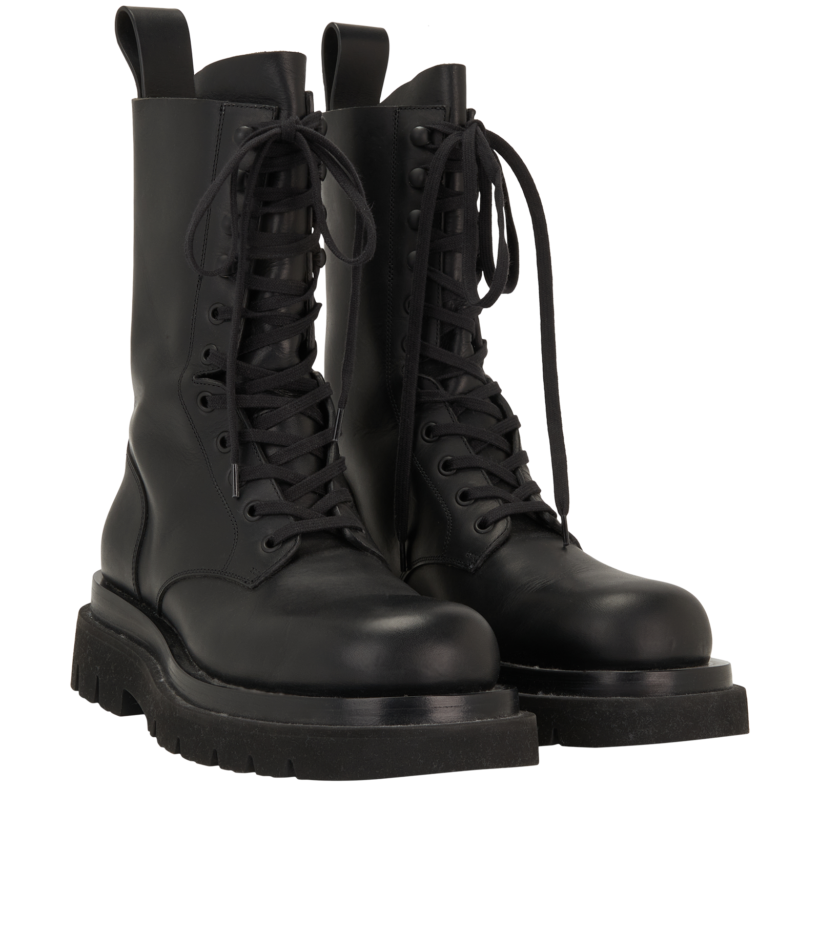 Bottega Veneta Lug Lace-Up Boots, &pound;180, Shoes, Black, Leather, Side view