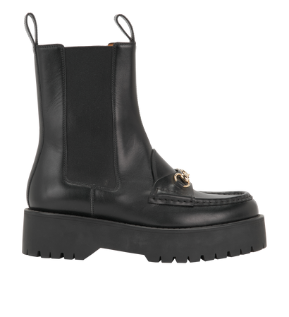 Gucci Horsebit Boots, &pound;450, Shoes, Black, Leather, Front view