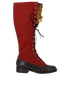 Chanel Embroidered High Boots, £650, Shoes, Brown/Gold/Red, Leather, Front view