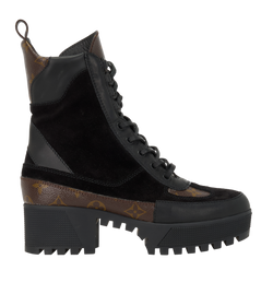 Louis Vuitton Laureate Desert Boots, Suede/Canvas, Blk/Brwn, UK4, DB, 3*