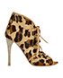 Alaia Leopard Calf Hair Lace Up Boots, front view