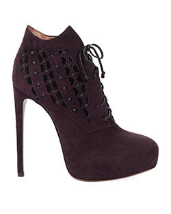 Alaia Perforated Suede Boots, Suede, Purple, UK 4, 4*