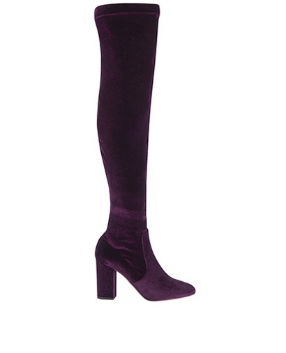 Aquazzura Purple Velvet So Me Knee High Boots, front view
