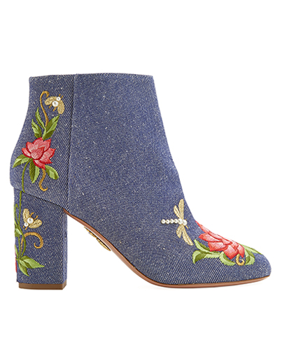 Aquazzura Embroidered Lotus Flower Boots, front view