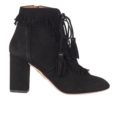 Aquazzura Fringe Lace Up Boots, front view