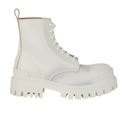 Balenciaga Strike Lace-Up Boots, Leather, White, UK 5.5, 1*