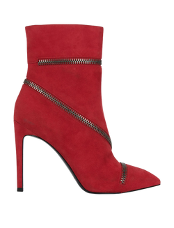 Balmain Zipped Boots, Leather, Red, UK 4, 1*