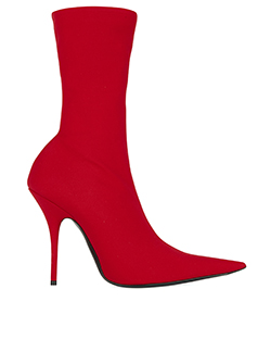 Balenciaga Knife Sock Boots Heels, Spandex, Red, 7, B, 4*