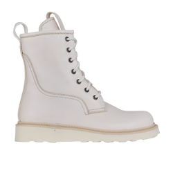 Bottega Veneta Lace Up Boots, Leather, White, UK6, 3*