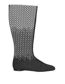 Bottega Veneta Intrecciato Knee High Boots, Fabric, Silver/Black, UK7, 2*