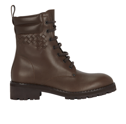 Bottega Veneta Intrecciato Lace Up Boots, front view