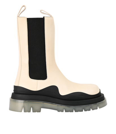 Bottega Veneta Tire Boots, £290, Shoes, Cream, Leather, Front view