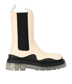 Bottega Veneta Tire Boots, Leather, Cream, UK8, DB, 2*