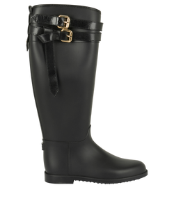 Burberry Equestrian Rain Boots, Rubber, Black, UK4, B, 3*