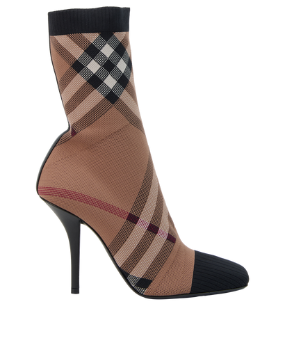 Burberry Nova Check Ankle Boots, front view