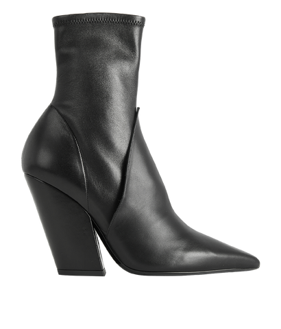 Burberry Heeled Ankle Boots, &pound;210, Shoes, Black, Leather, Front view