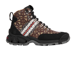 Burberry TB Monogram Hiking Boots, Leather, Black/Brown, UK3,B/DB,3*