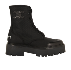 Celine Bulky Laced Up Boots, Nylon/Leather, Blk, UK6, 3*