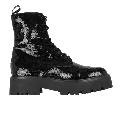 Celine Lace Up Sequined Boots, front view
