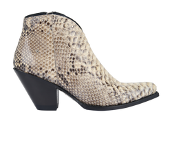 Celine Cowboy Ankle Boots, Snakeskin, Beige/Black, UK6, B/DB, 3*