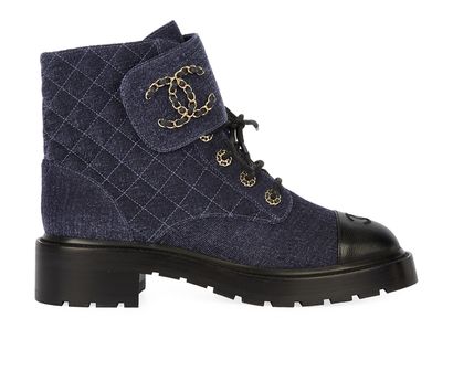Chanel Quilted CC Booties, front view
