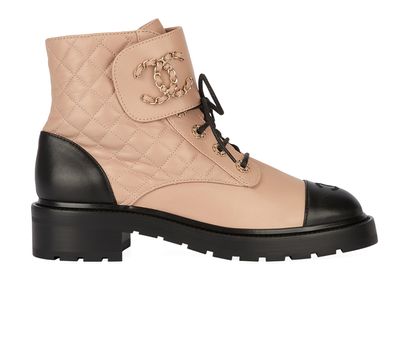 Chanel Quilted CC Booties, front view