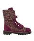 Chanel Tweed Pearl Chain Combat Boots, front view